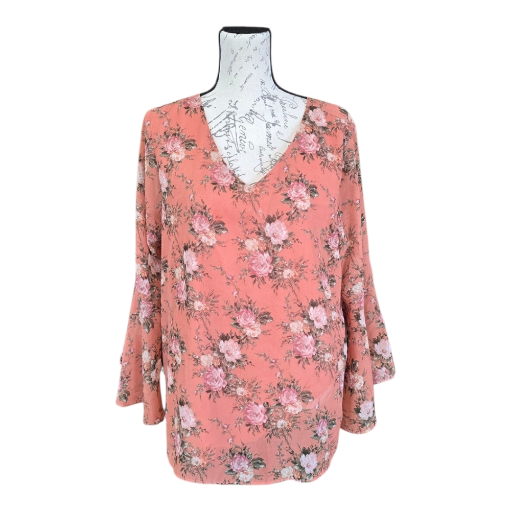 Zac & Rachel Floral Blouse in Peach and Pink - Picture 2 of 10